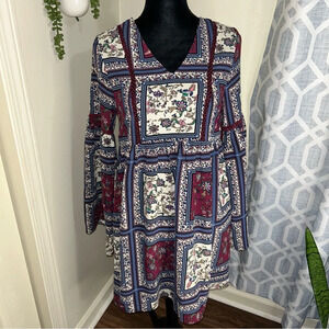 Wide bell sleeve boho chic dress